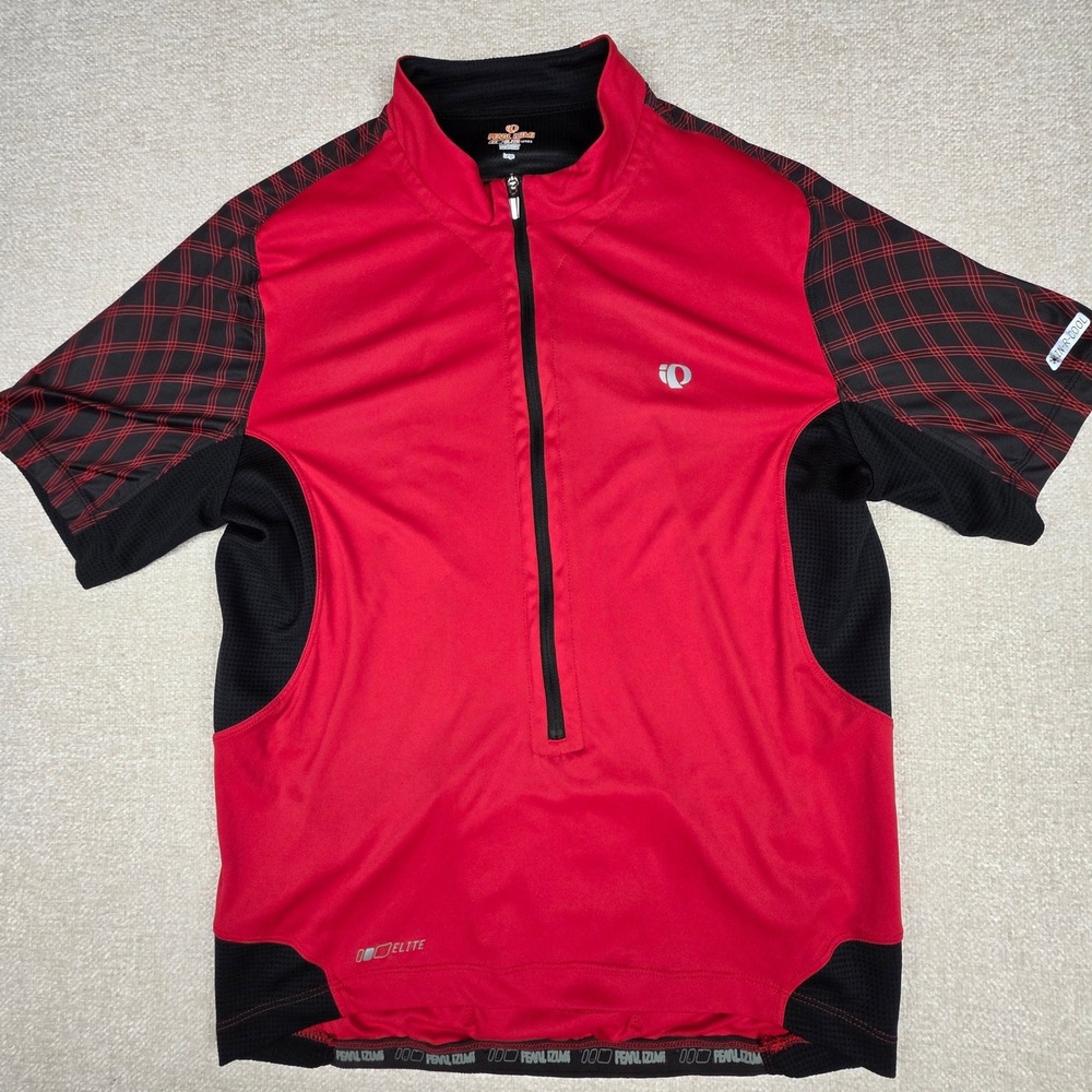 Pearl Izumi Elite Series Mens Red Black In-R-Cool Cycling Jersey Large Short Slv